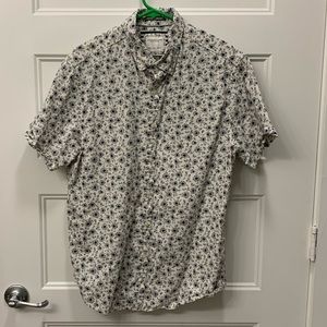 Denim & Flower Ricky Singh Buttons Down Short Sleeves Grey Flowers Pattern Shirt